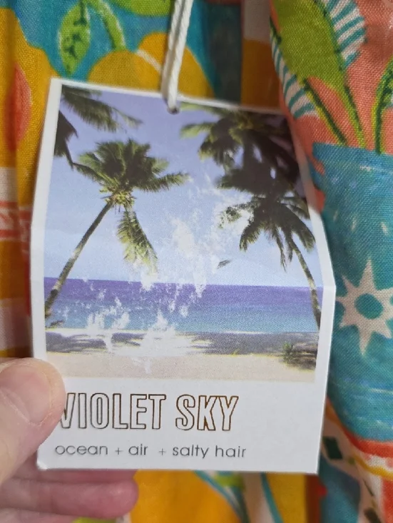 NWT Violet Sky Women's Gauzy Wide Leg Pants Tropical Semi-Sheer Elastic Sz 3X - Picture 3 of 12